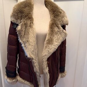 Alp N Rock Brown Puffer Jacket with Faux Fur Trim